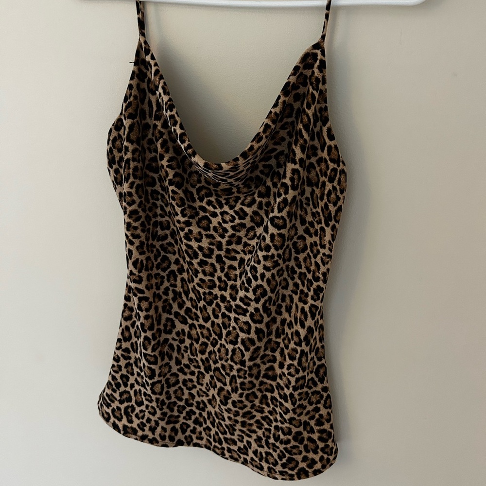 Cowl neck leopard print cami